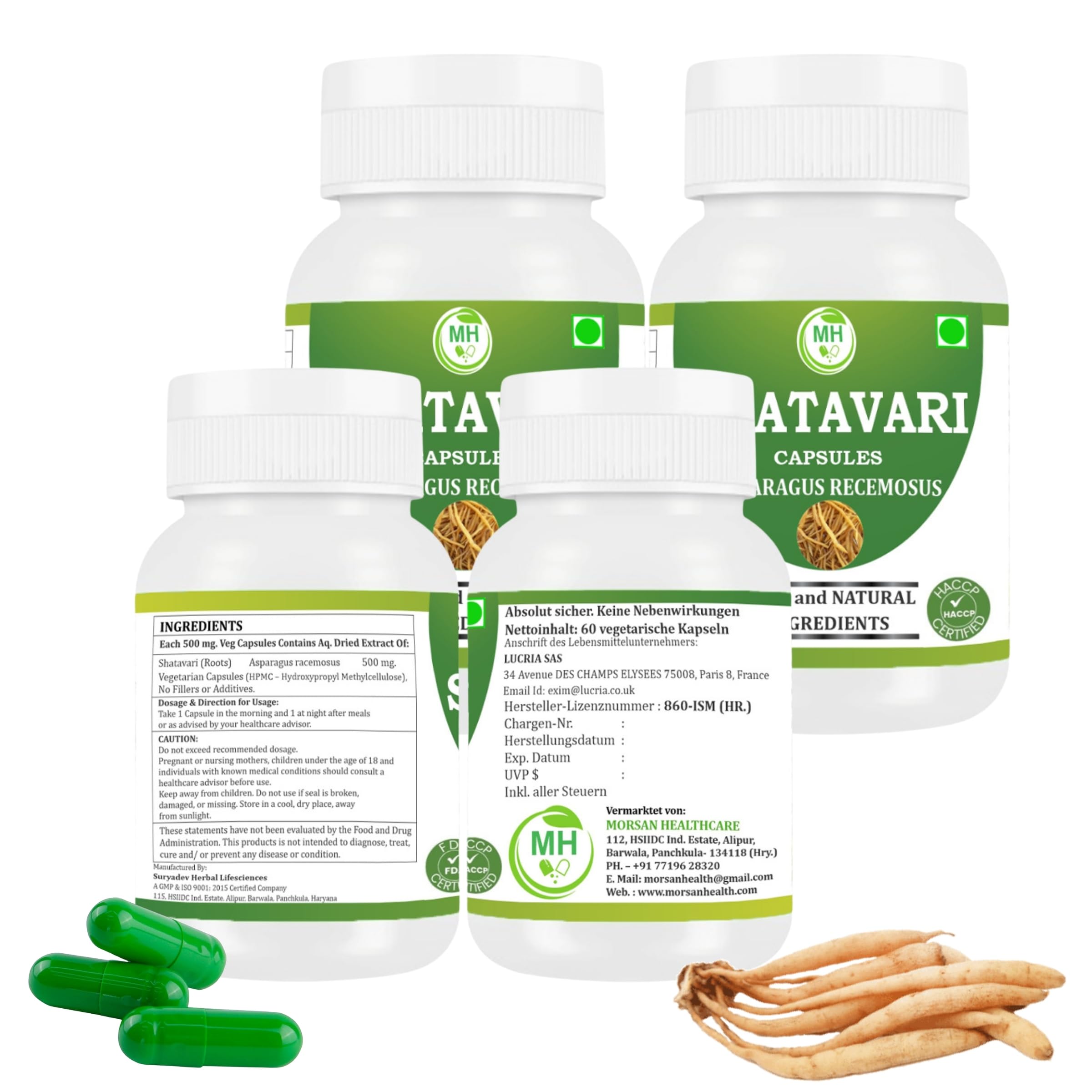 Shatavari (Asparagus racemosus) Kapseln 500mg | 240 Vegane Kapseln | Reines Shatavari Wurzelpulver | 100% Natürlich & Pflanzlich | Ohne Füllstoffe, Zusatzstoffe, Konservierungsmittel