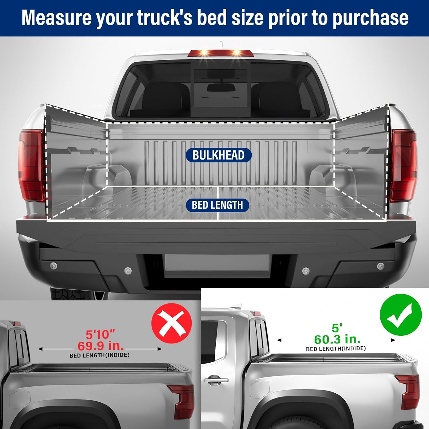 Hard Folding Truck Bed Tonneau Cover for 2005-2026 Nissan Frontier 5ft Bed (60")