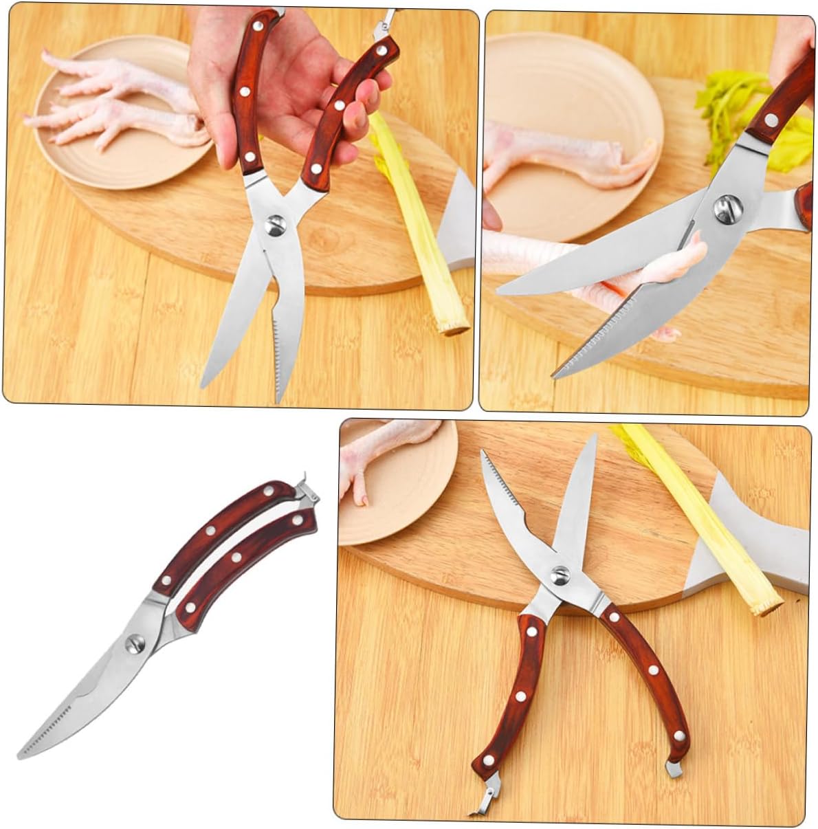 KICHOUSE Practical Chicken Bone Scissors Stainless Steel Kitchen Shears Fish Scissors Easy to Clean