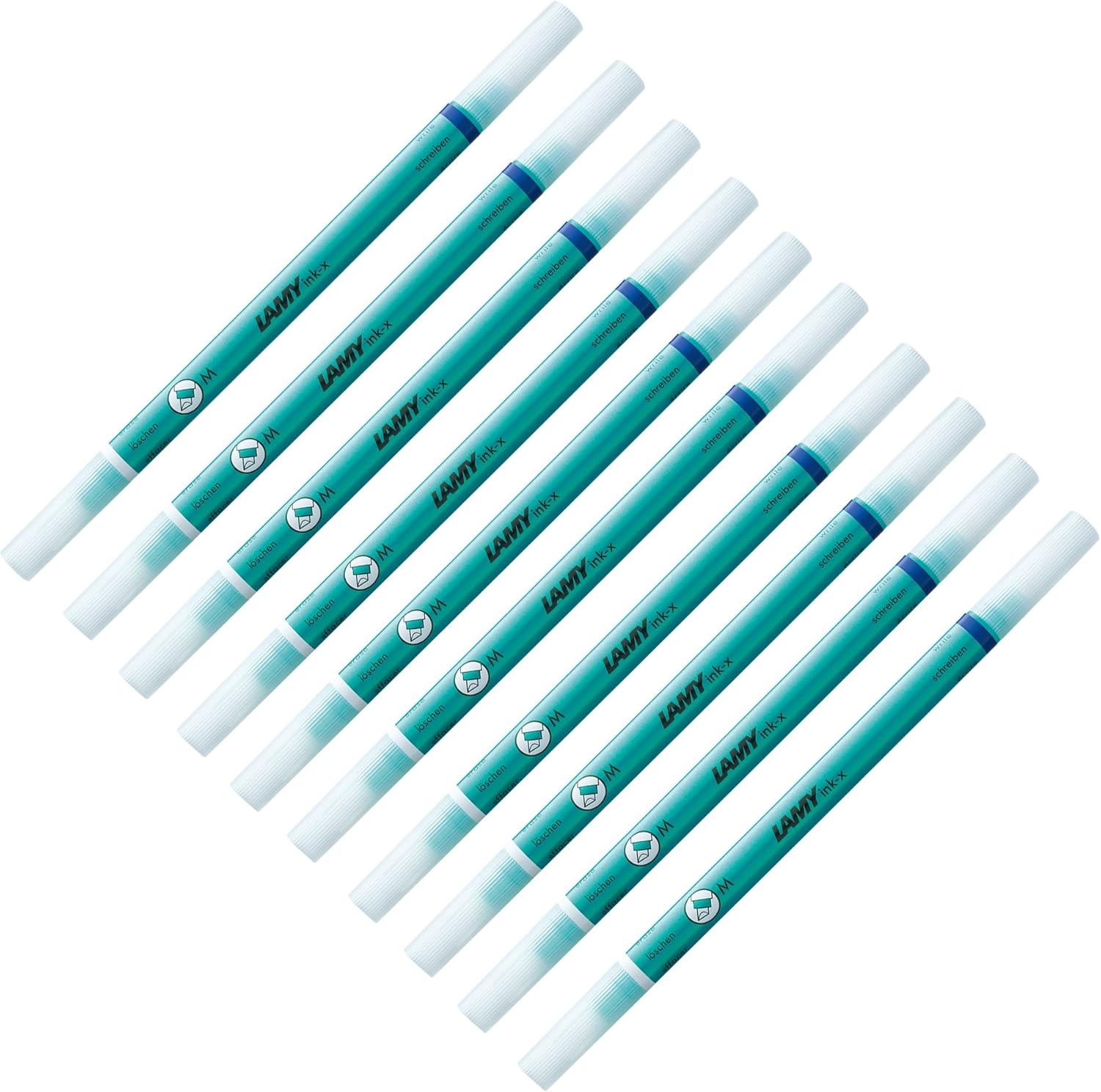 LAMY Ink-x Set of 10 Plastic Ink Erasers with Eraser Tip and Correction Tip - Only for Erasing Royal Blue Ink