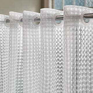 No Hooks Shower Curtain or Liner - 8G Heavy Duty Mesh Bathroom Shower Curtain No Hooks, Waterproof Plastic and PVC, Standard Size 74 x 74 Inches, Square (Diamond Pattern)