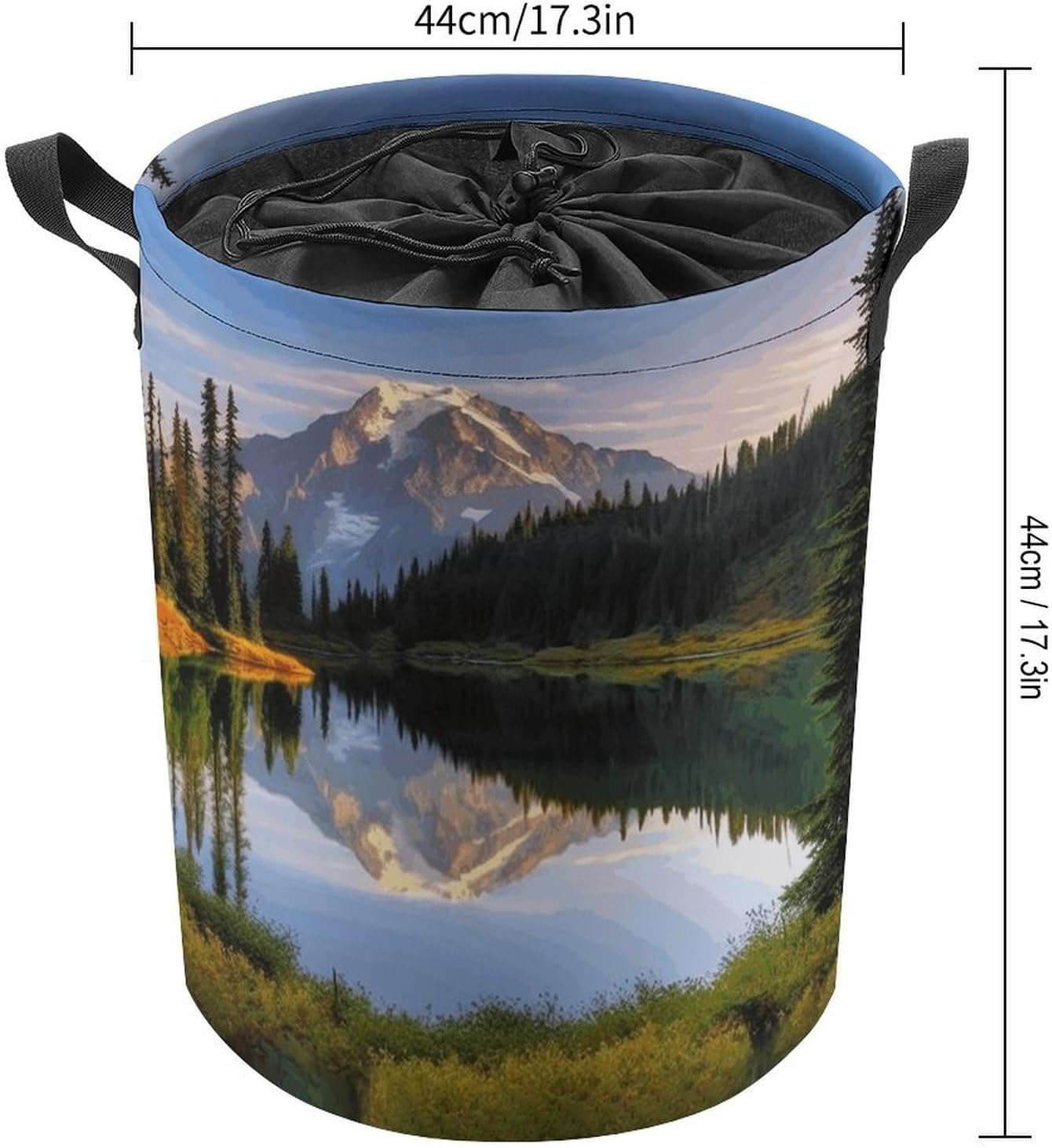 Mountain And Lake Pictures Laundry Basket Collapsible Clothes Hamper with Reinforced Handles Large Capacity Waterproof Laundry Bag Freestanding Laundry Hamper for Bedroom Bathroom