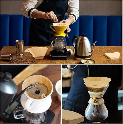 Miniatura 7 de Teling Filtro de café #2 de 1200 unidades, filtros de cono desechables a granel, papel natural de 2 a 4 tazas, accesorios de café sin blanquear para