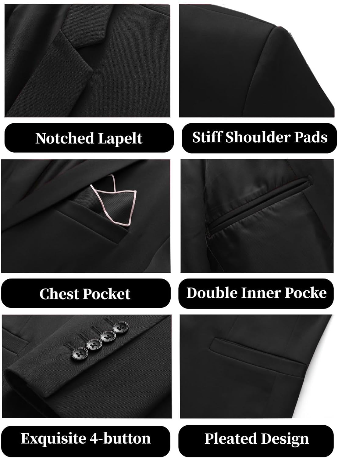 Men's 2 Piece Suit Slim Fit Two Button Solid Blazer and Pants Tuxedo Set for Wedding Business Formal Prom Dinner - Image 5
