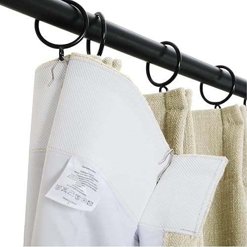 Miniatura 2 de TWOPAGES Cortina plisada con textura de lino moca para dormitorio con forro de privacidad para oscurecer la sala de estar, 72 pulgadas de ancho x