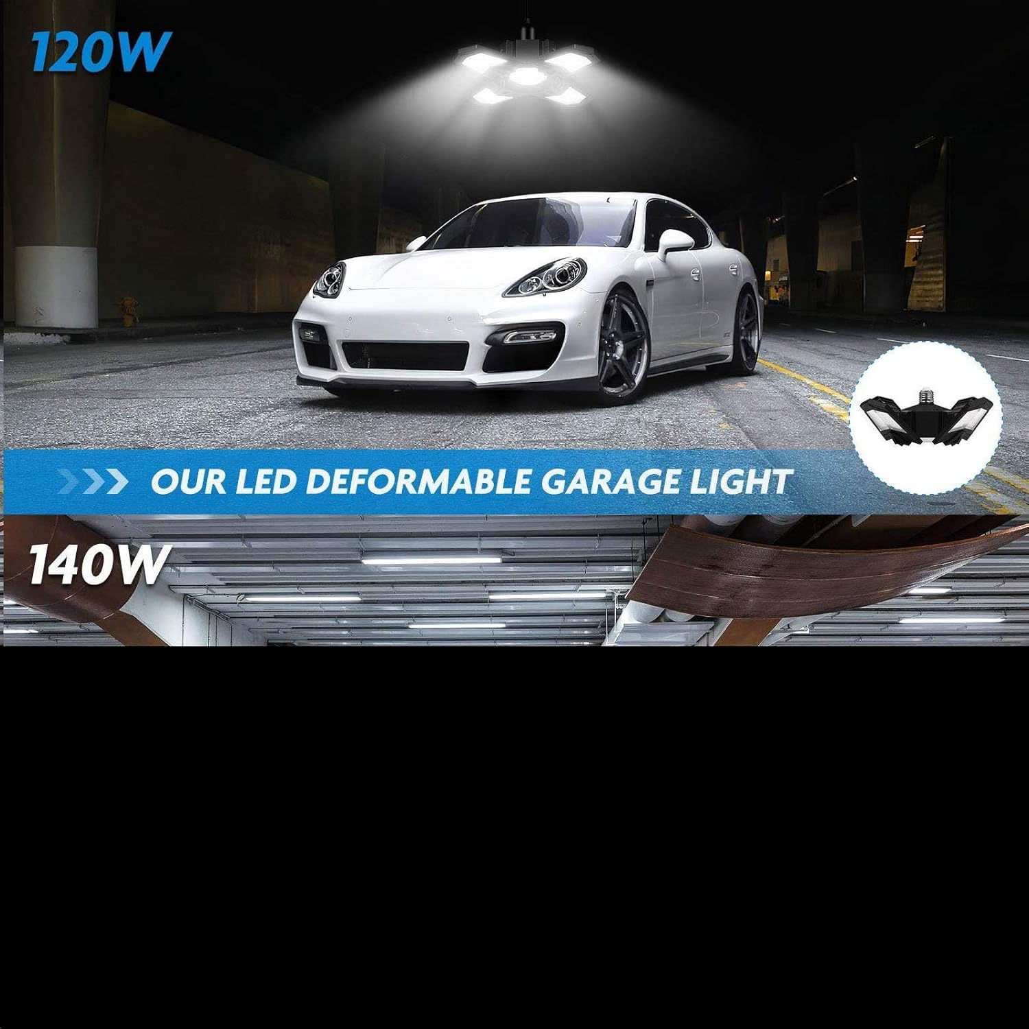 Holiday Deals 🛒 LED Garage Lights ,12000LM Garage Lighting 120W Deformable Garage Ceiling Light with 4 Adjustable Panel, LED Shop Light with E26 Lamp Socket, Ceiling Lighting Fixture for Basement, Warehouse Limited Discount LED Garage Lights ,12000LM Garage Lighting 120W Deformable Garage Ceiling Light with 4 Adjustable Panel, LED Shop Light with E26 Lamp Socket, Ceiling Lighting Fixture for Basement, Warehouse