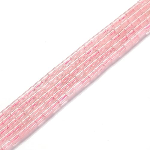 Miniatura 2 de JM Design Rose Quartz Smooth Cylinder Tube Beads Size 6x8mm 15.5'' Strand for Jewelry Making