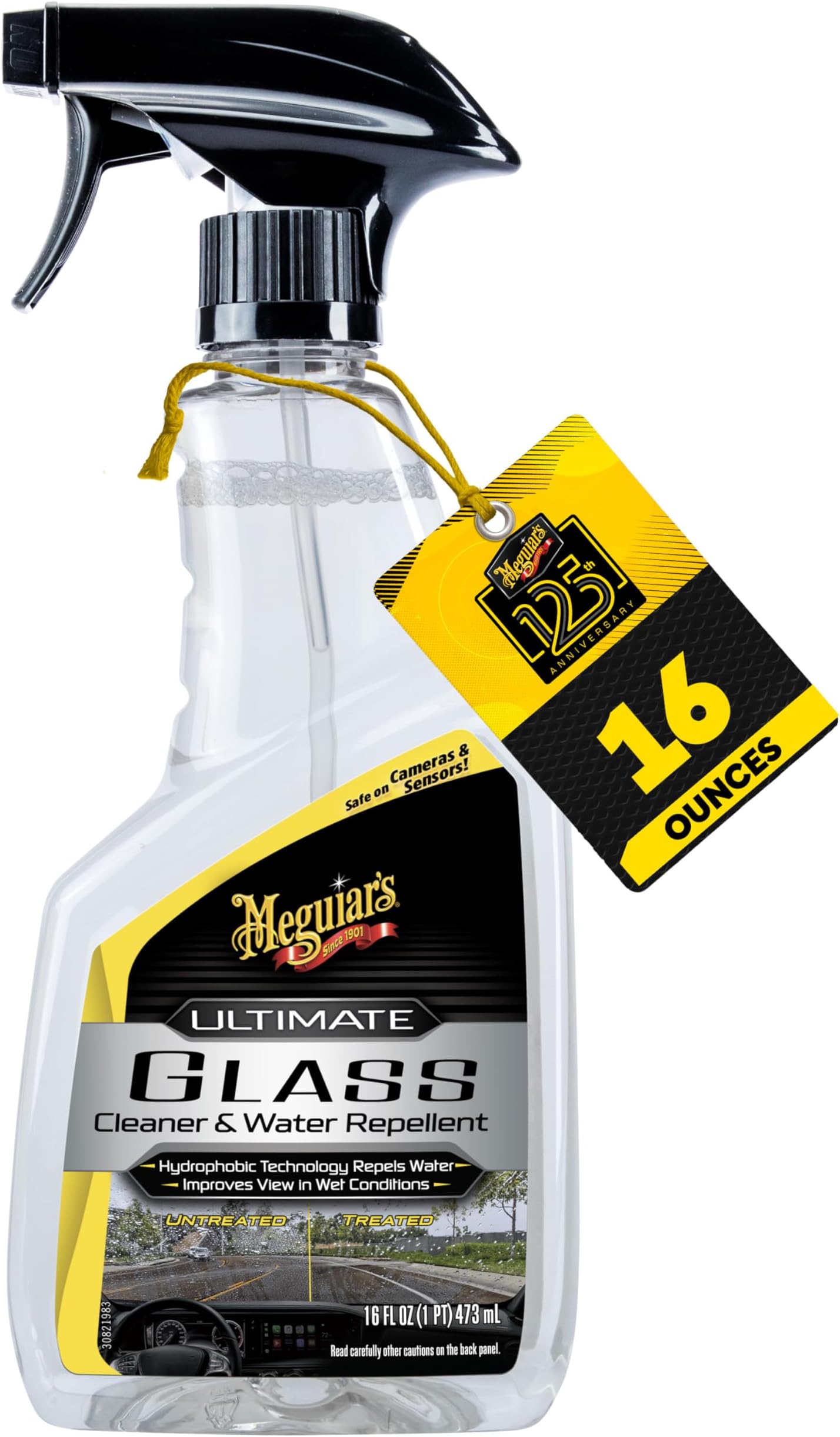 Ultimate Glass Cleaner & Water Repellent - Premium Glass and Window Cleaner for Quick Cleaning with Hydrophobic Technology that Acts as a Rain Repellent Improving Visibility in Rain - 16oz