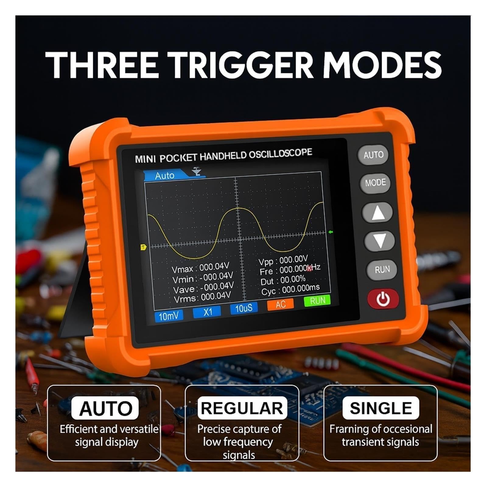 Osciloscopio digital, Osciloscopio portátil BT-500K 500kHz 2,5 MS/s alcance Digital de bolsillo,8 LCD herramienta reparación tipo C