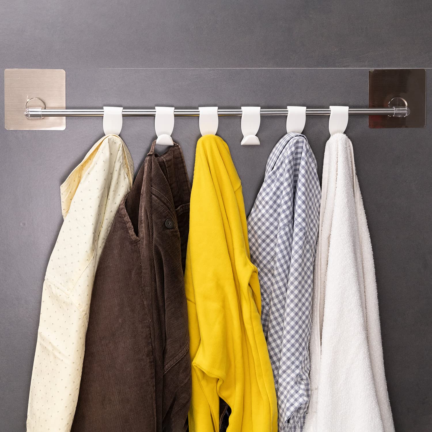 HOKIPO Magic Sticker Self Adhesive Towel Hanger Hook Rail for Kitchen / Bathroom (6 Hooks - AR1487), Plastic, White (B09RZTB2HR) Amazon Price History, Amazon Price Tracker