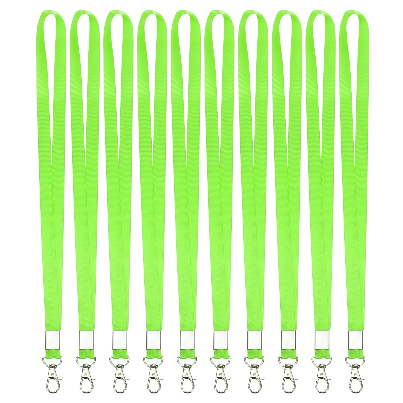 PATIKIL 10Pcs Lanyards Bulk, 43cm Badge Lanyard Neck Polyester with Lobster Clasp for ID Badge Keys Worker Name Tag Wallet Cruise Phone Events Office, Fluorescent Green