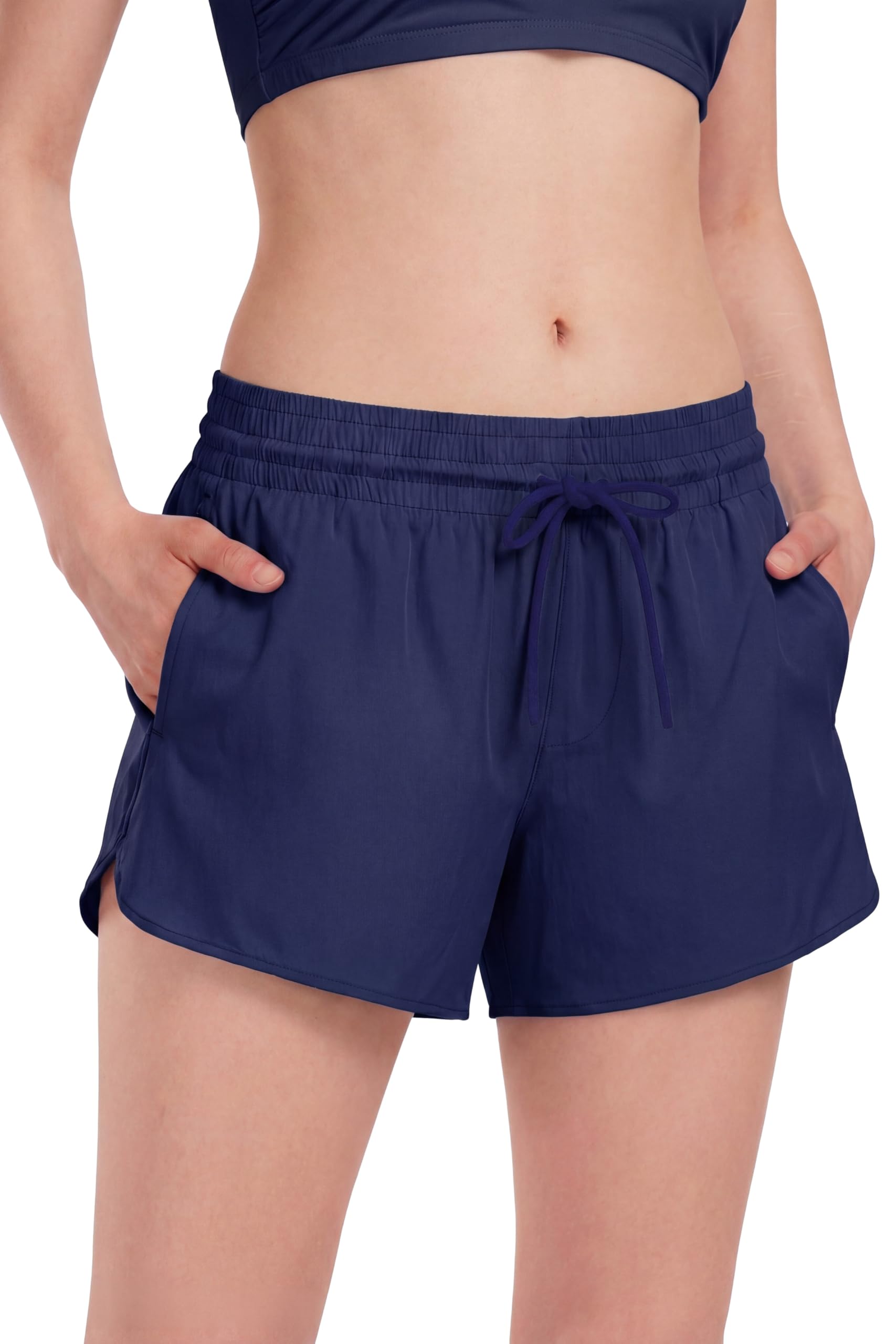 Perioden Badehose 2 in 1 Period Badeshorts mit Taschen Leckdicht‌ Bikini Bottoms Menstruations Badeanzug für Teens