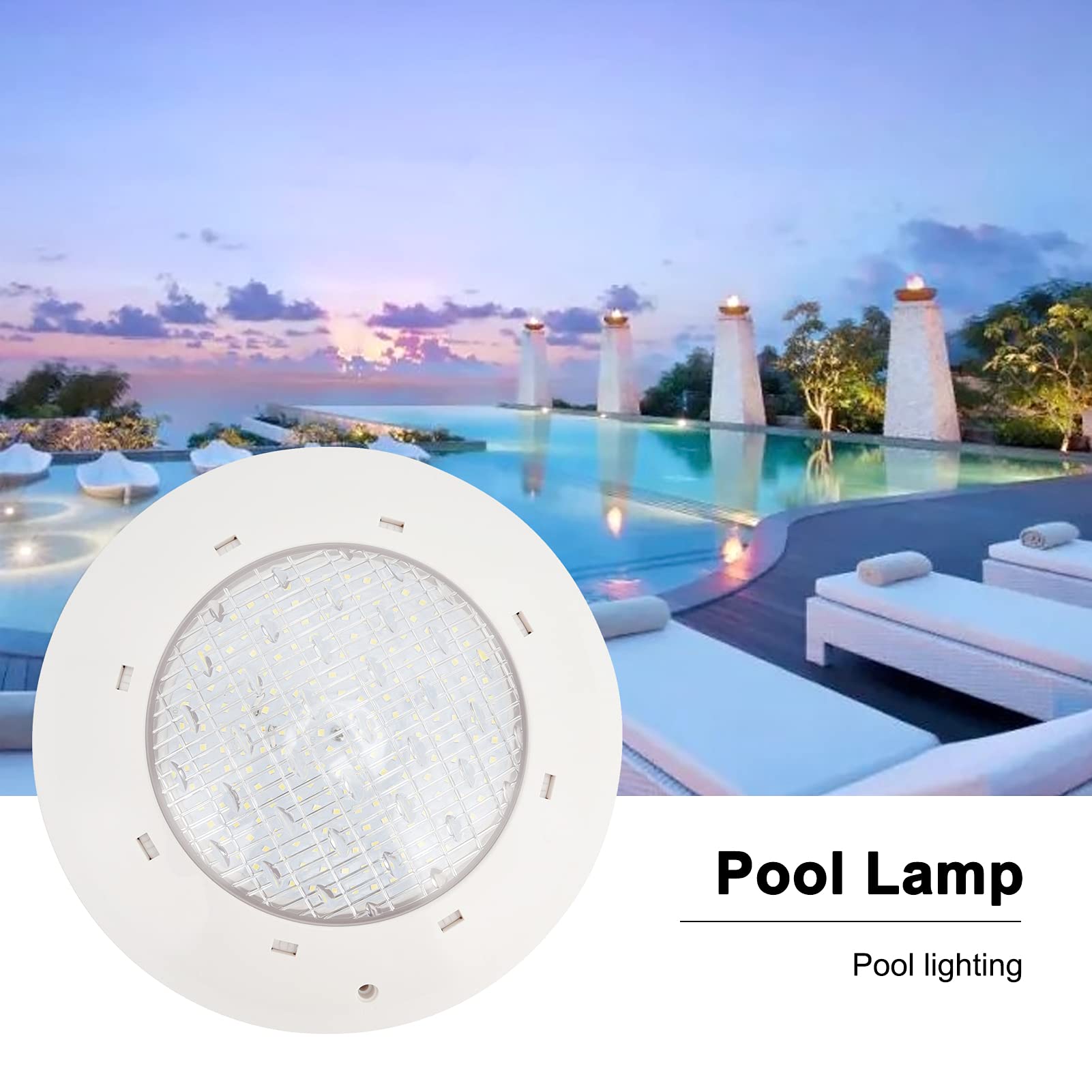 Acouto Lámpara Subacuática para Piscina, Luz Blanca AC12V IP68, Superficie de Espejo para PC SMD2835 LED, Montaje en Pared para Piscinas, Acuarios, Fuentes (18W)