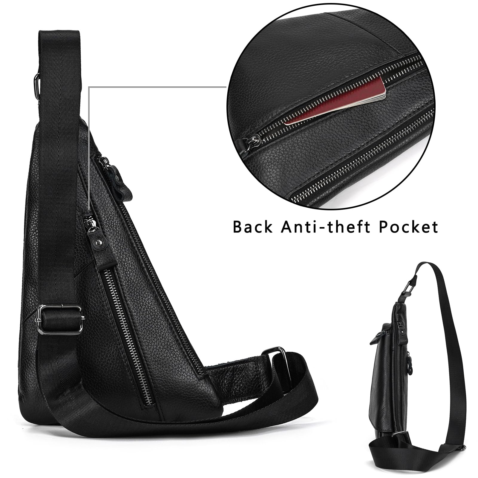 Borsello Uomo Tracolla Pelle Monospalla Antifurto Borsa a Tracolla a Triangolo Sling Bag business crossbody Casual Borsa a Spalla leggera per Viaggi Ciclismo