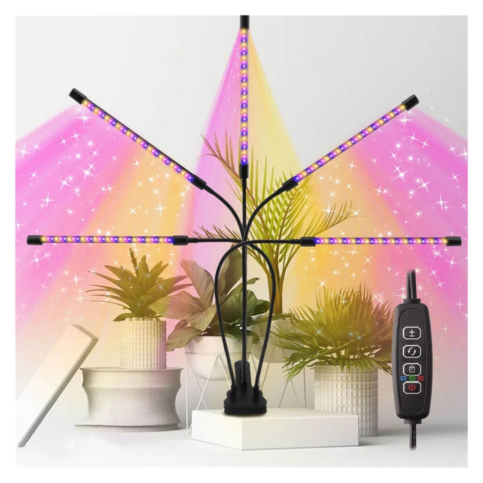 Lámpara de cultivo, Phytolamp de luz LED USB for cultivo de plantas con Control de luces de espectro completo, lámpara Phyto con Clip for plántulas de flores for el hogar, 30-150(3 Head USB-90LED)