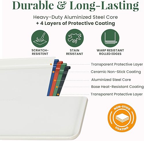 Miniatura 6 de Larder & Vine Juego de utensilios para hornear, sin PFASPFOSPTFE, acero aluminizado resistente con acabado de cerámica, incluye sartenes, molde para