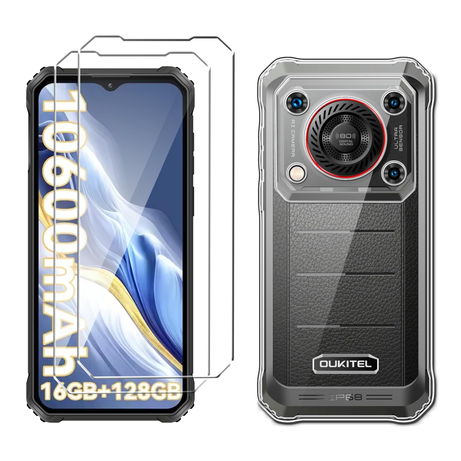 LYZXMY Case for Oukitel WP36 (6.52") Transparent Case + 2 Tempered Glass Screen Protectors, Soft TPU Silicone Case