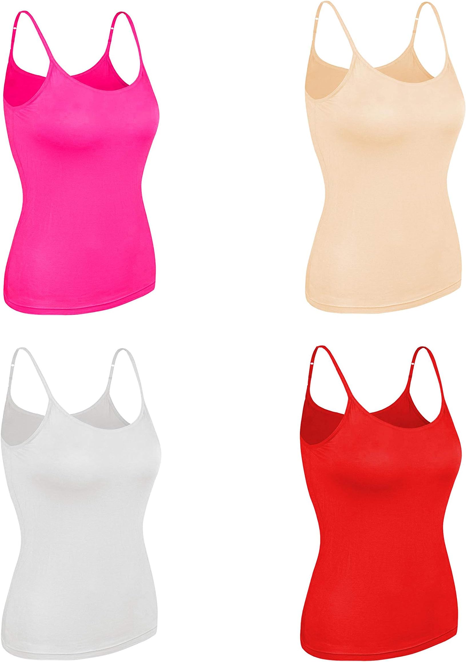 Neoteric Women's Cotton Camisole (8903564547320_Multicoloured_100 cm) (Pack of 4)