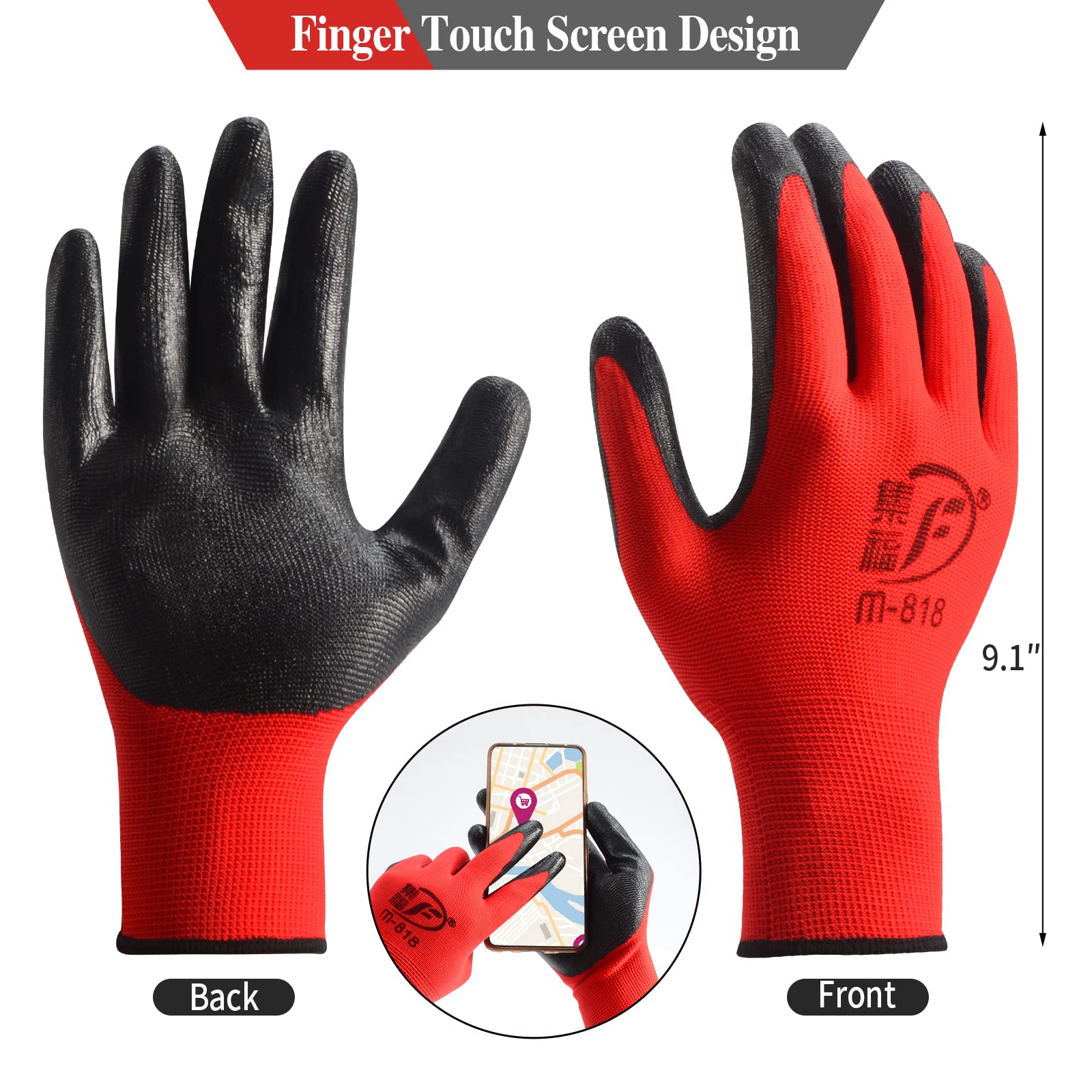 YOUKE OLA 90 pares de guantes de jardinería para hombres y mujeres, guantes de jardinería de goma transpirables, guantes de trabajo para jardinería, construcción