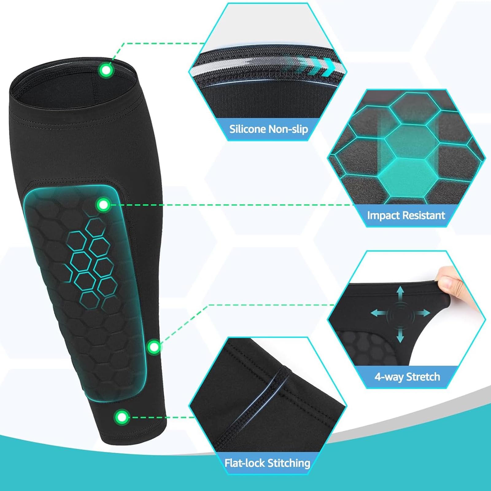 Shin Defender Shin Pads, Shin Defenders, Shin Pad Sleeves, Shin Defender, Mens Shin Pads Football, Shin Pad Sleeves, Shin Pad Socks, Shin Pads Mens, Mens Shin Pads, for Men, Women and Youth - Image 3