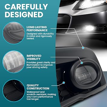 Shocklight LED Fog Lights Compatible with 2013 2014 2015 Civic Front Bumper Driving Fog Lamps with Switch and Wiring Harness Clear Lens 1Pair of Fog Lights