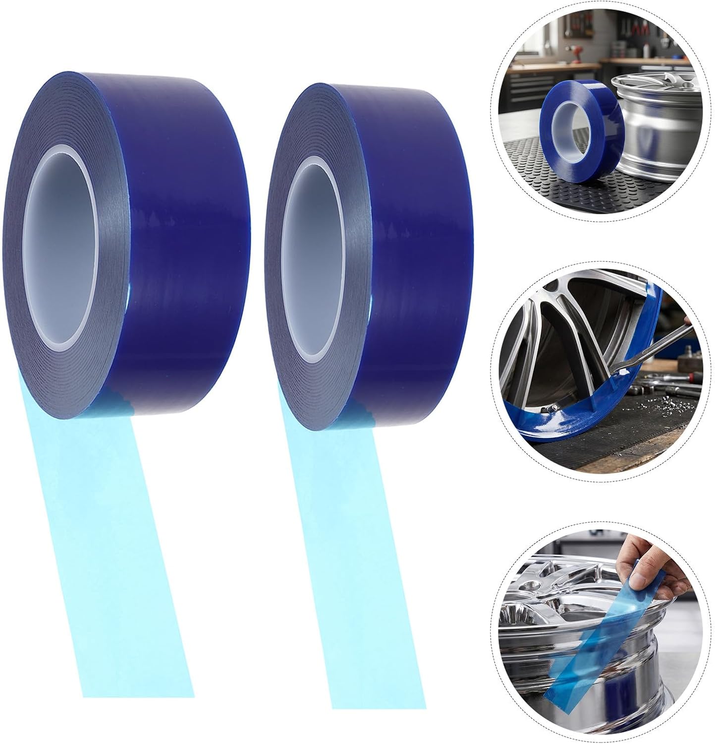 NUOBESTY 2 Rolls Blue Pe Rim Protector Tape for Cycle Rim Liner Abrasion Resistant Universal Compatibility for Vehicle Repair and Modification