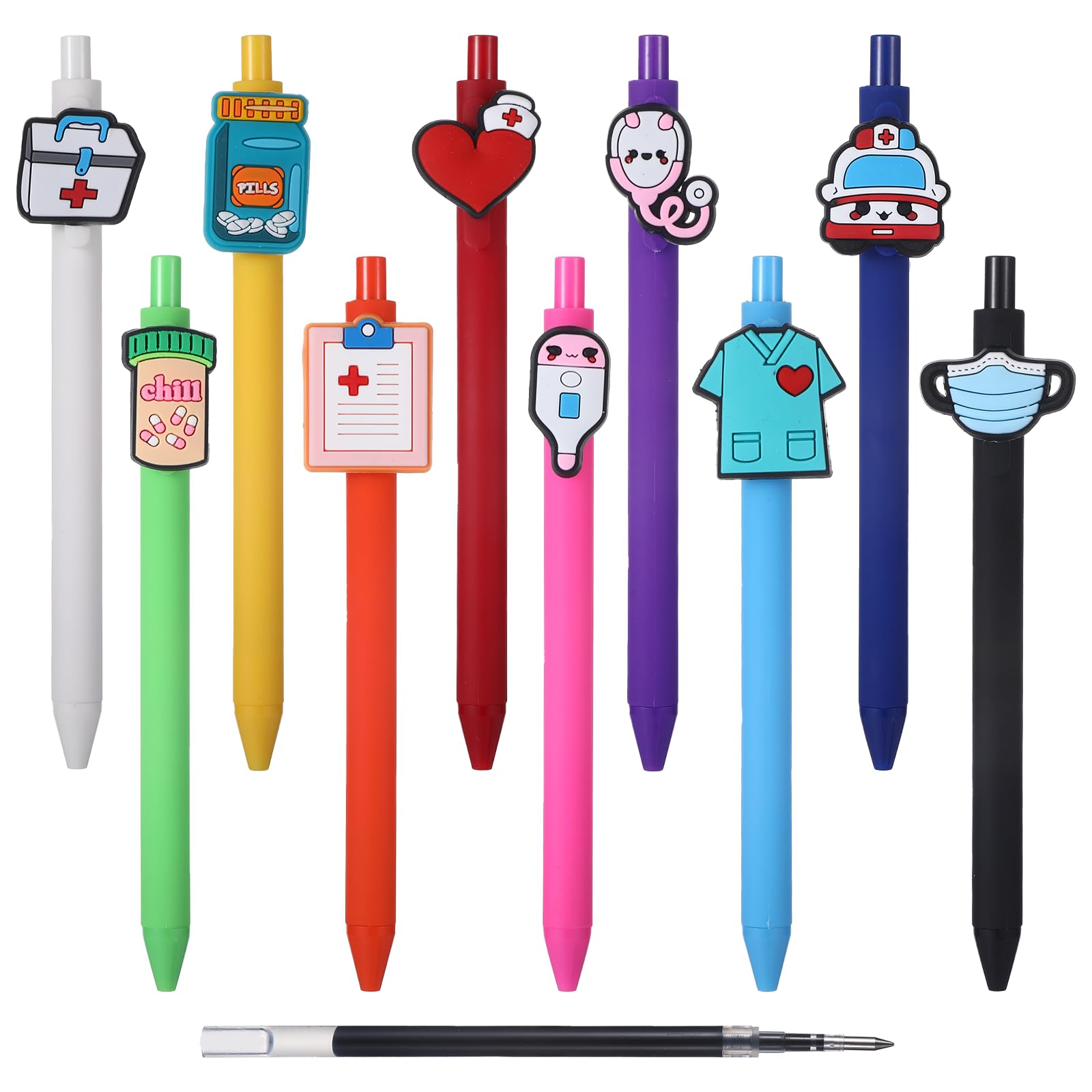 Mowouhn 10Pcs Nurse Pens,Funny Nurse Accessories for Work,Retractable Black Ink Aesthetic Gel Nursing Pens for Nurses Week,Nurse Gifts for Nurse