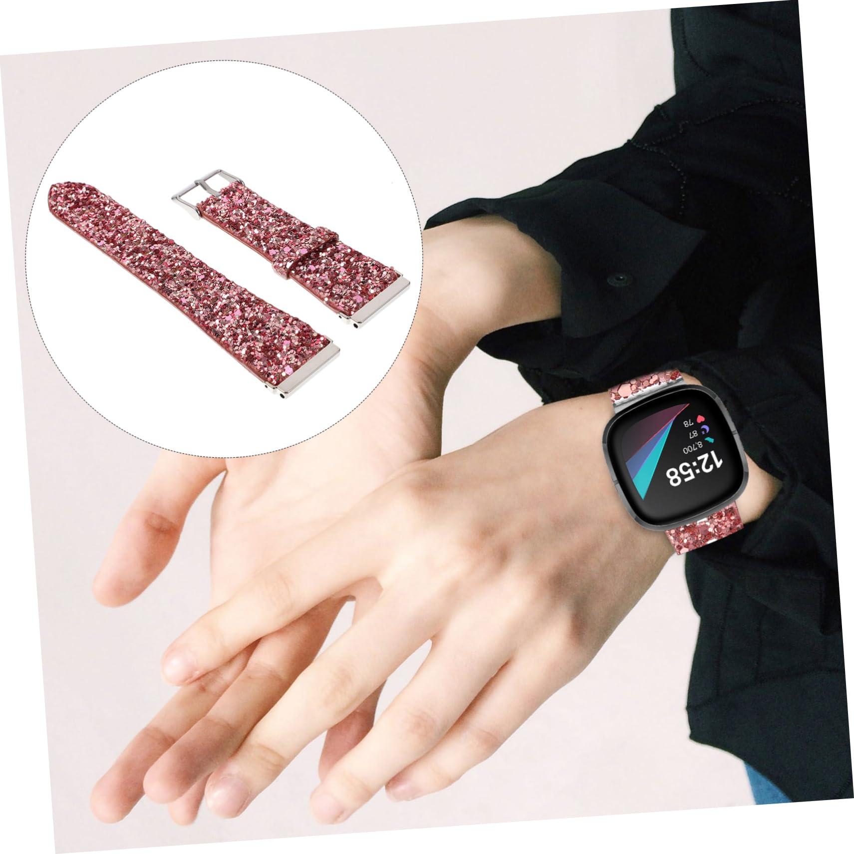 Gatuida 2pcs Pu Glitter Watchband Stylish Wrist Strap Skin-friendly Replacement Accessory for Special Occasions