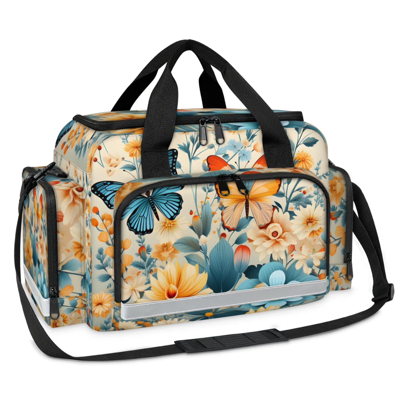 GzLeyigou First Aid Bags Empty, Glitter Florals Emergency Bag First Aid Kit Multiple Compartment Kit Carrier On Call Trauma Bag For Paramedics Emergency Medical Supplies Kit