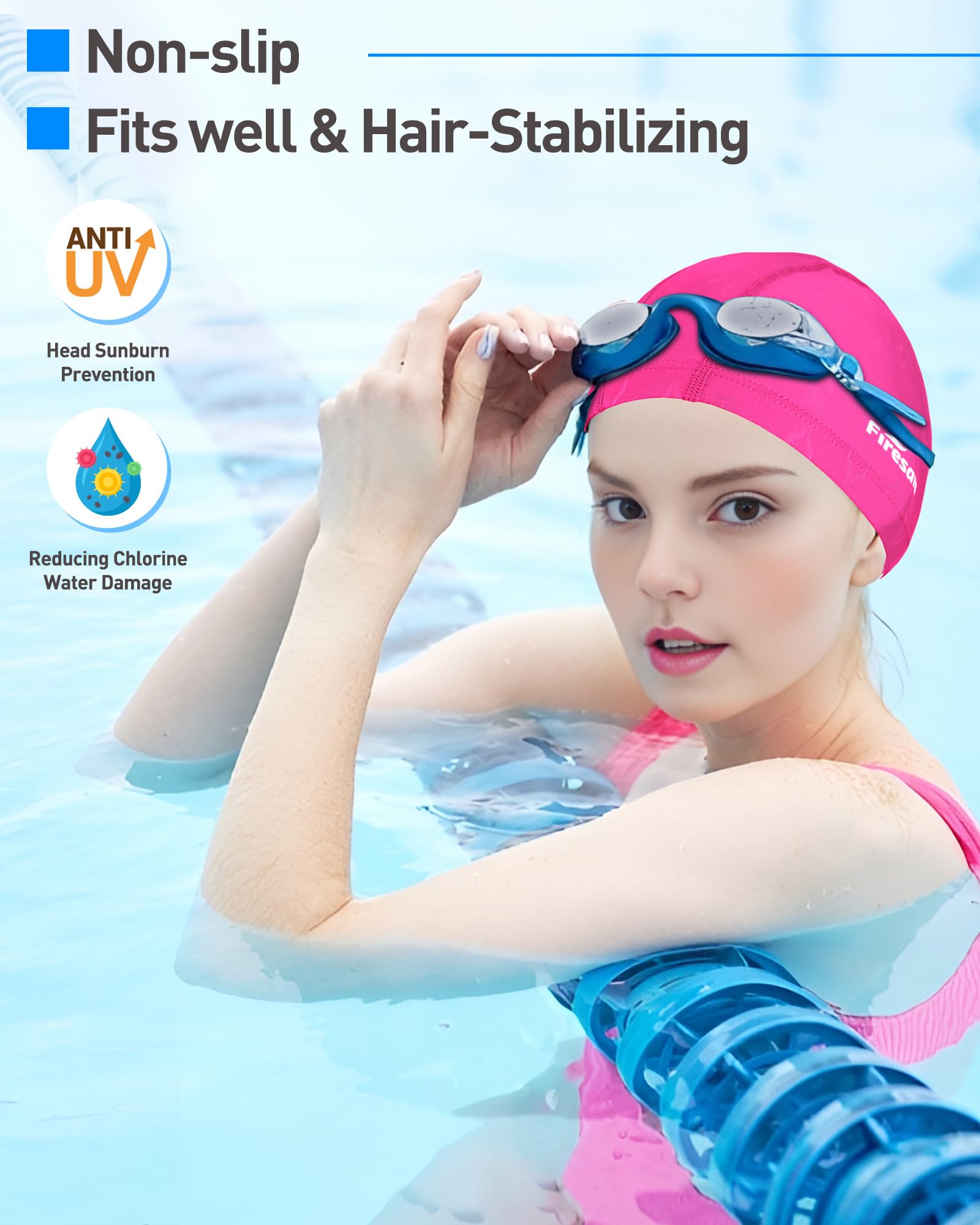 Firesara Fishtail Fabric Swimming Cap Women Men - Image 4