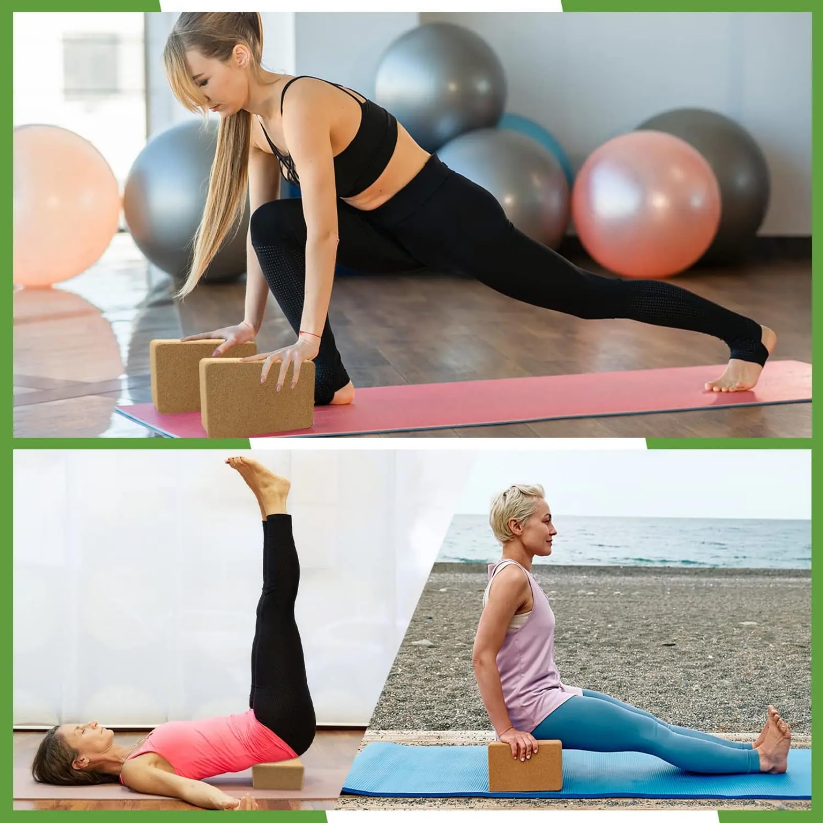 Lot De 2 Blocs De Yoga En Liège Naturel – Portugal – Taille 9x6x4 Pouces – Volcano Cork