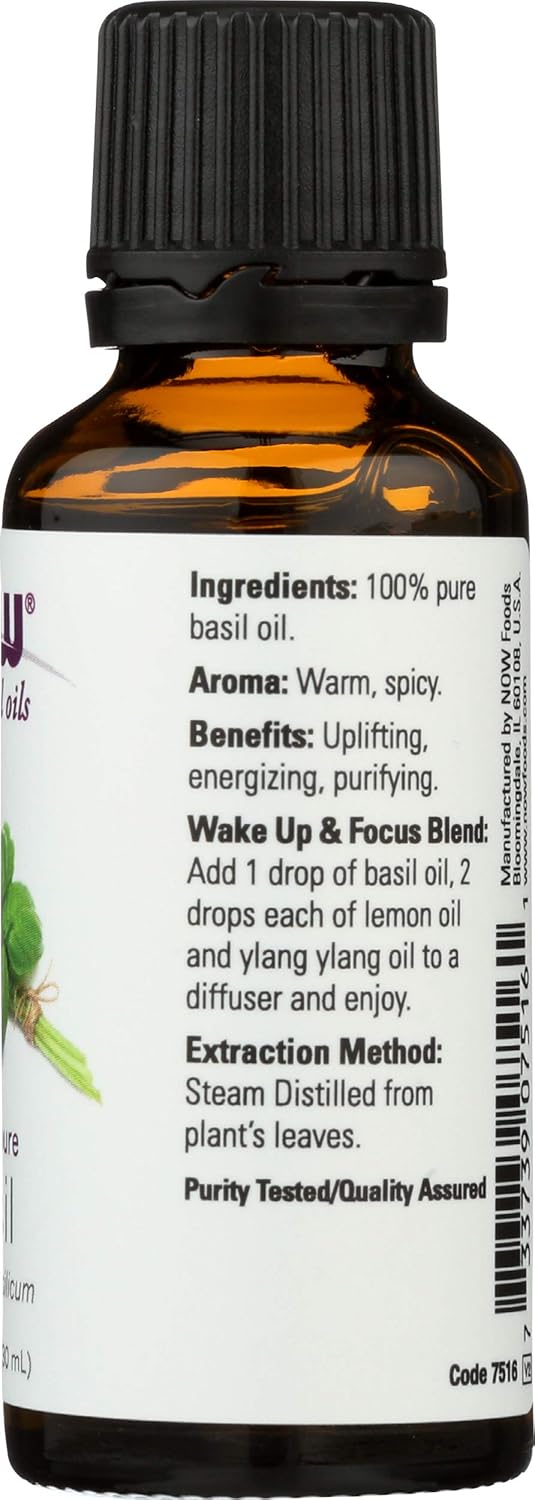 Now Basil Oil 100% Pure - 1 fl oz (Pack of 2)