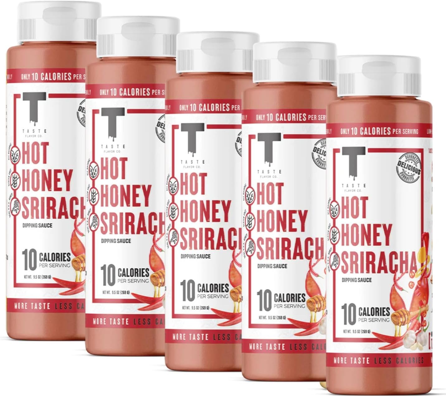 Grilling, Dipping Sauce and Marinade, Great Tasting, Low-Calorie Sauces, Keto Friendly, No Oils (5 Pack, Hot Honey Sriracha)