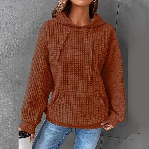 Miniatura 3 de Sudaderas de otoño para mujer, sudaderas clásicas de punto con cordón de ajuste, a la moda, sin botones, de manga larga, con bolsillos, tops de gran