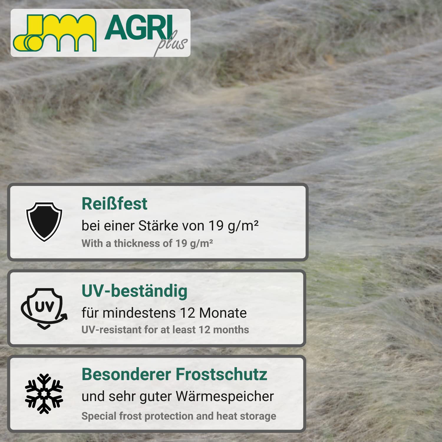 1 Jumborolle 3,2 x 100 m = 320 m² Premium Jardín Fieltro Cosechar vellón para jardinería, Cercado Fieltro anti heladas Vivero protector para plantas térmico 19 g/m2