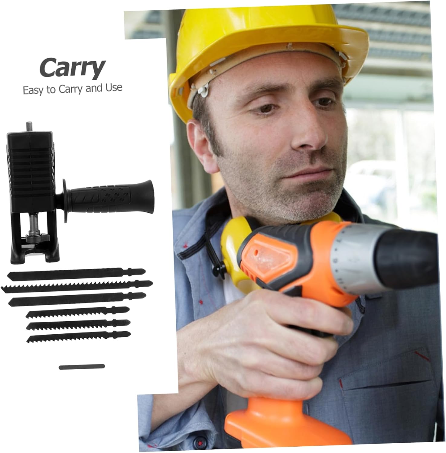 Drill Saw Attachment Saw Conversion Head Adapter for Cordless Drill Woodcutting Tool with 3 Different Blades