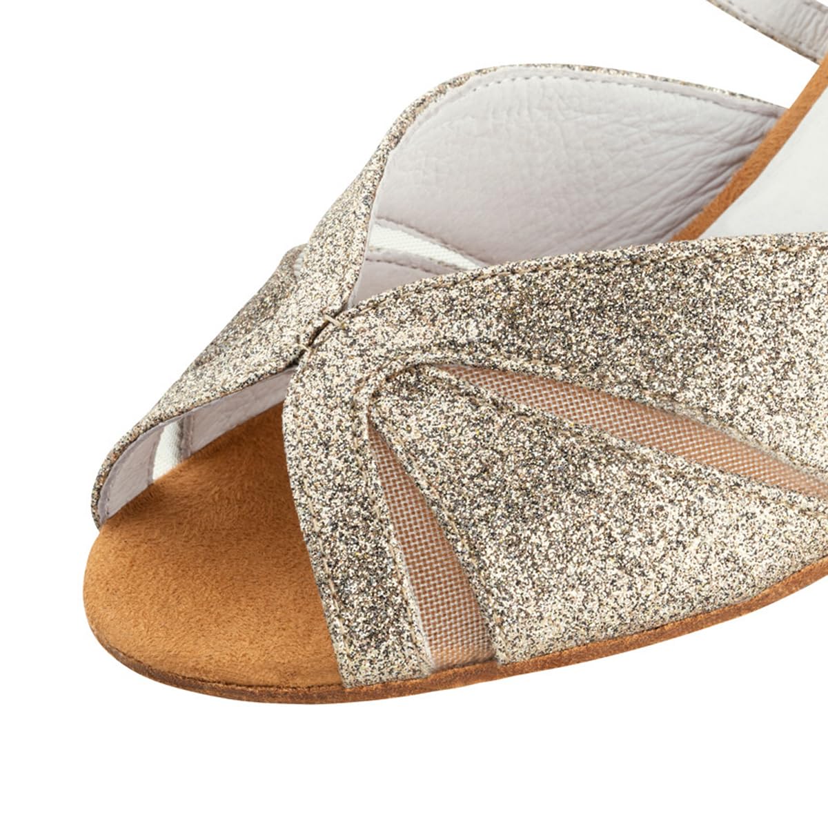 Anna Kern Damskie buty do tańca Aliette 620-50 - brokat złoty - szerokość normalna - 5 cm obcas flare
