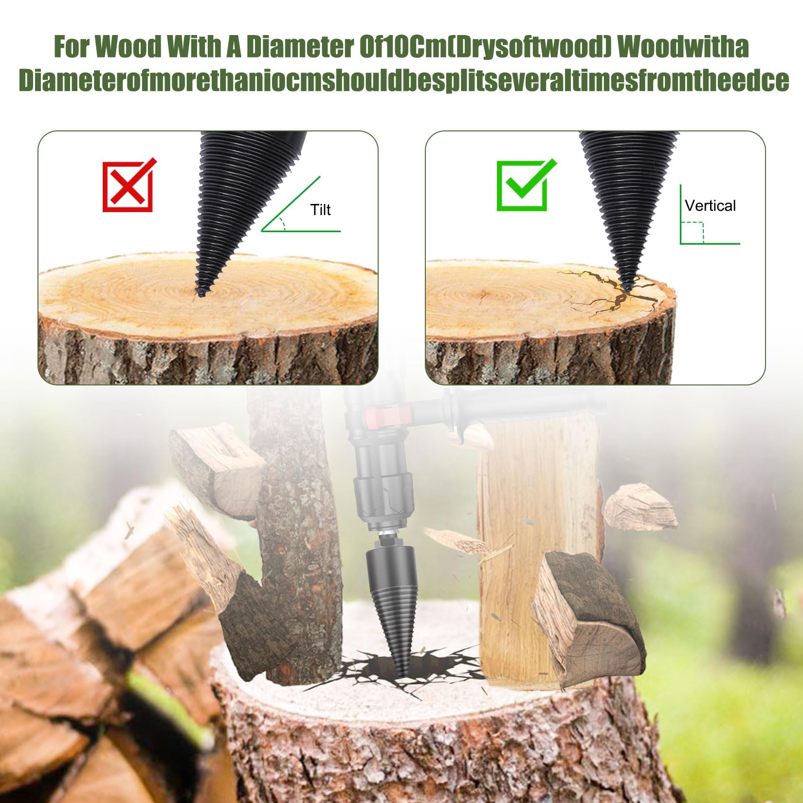 Holzspalter Bohrer Set 42mm + 32mm - Für Einfaches Holzspalten