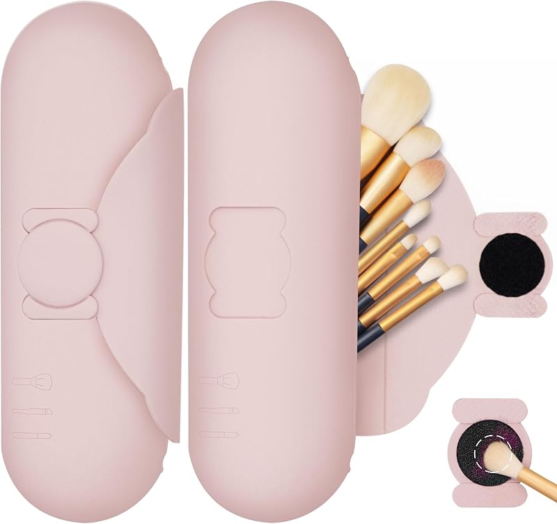 DivaDwell Depot Estojo de Silicone para Pincéis de Maquiagem com Pad de Limpeza e Fechamento Magnético
