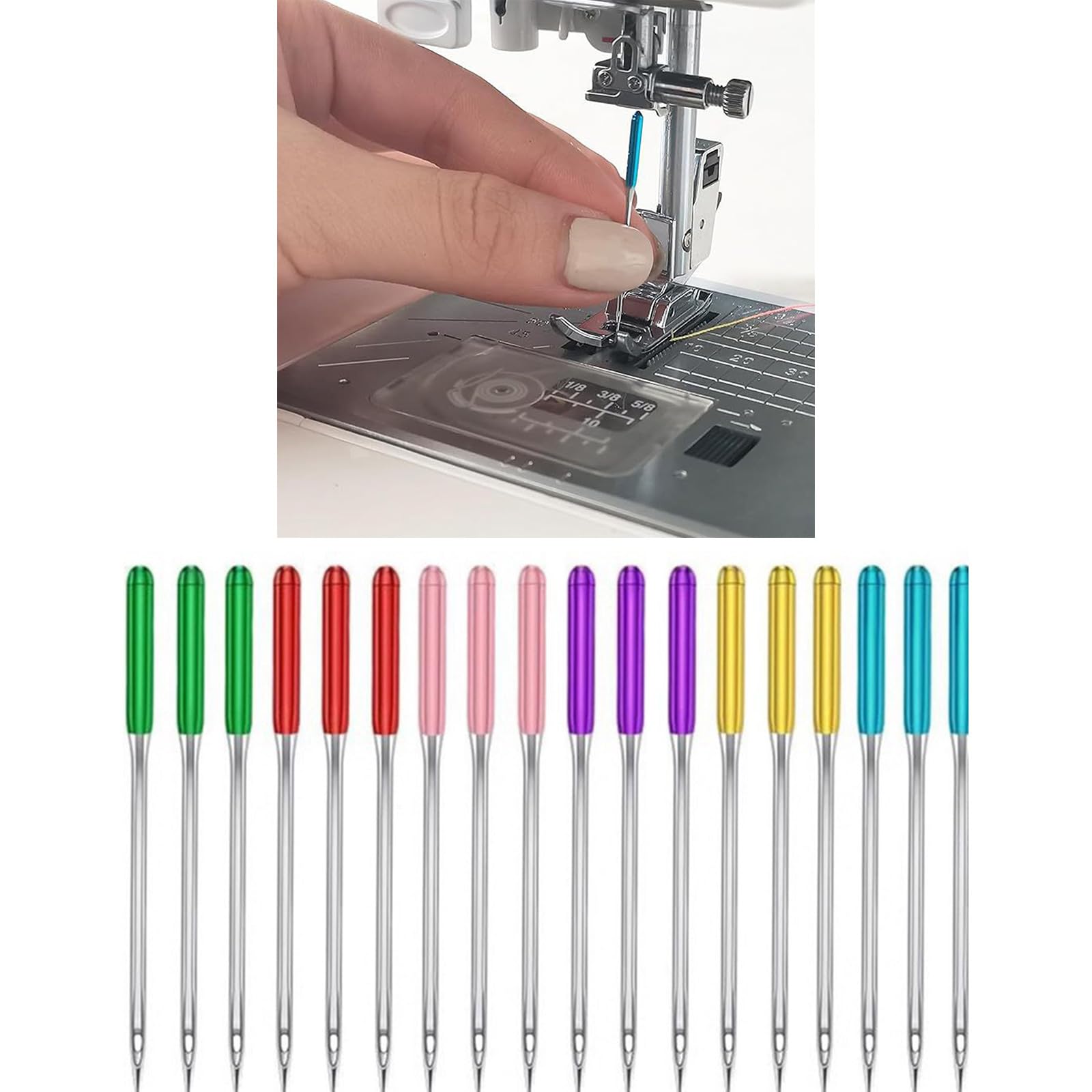 Montesy 5Pcs Sewing Machine Needle Colorful Stainless Steel Needle Regular Point Machine Needle for Sewing Machine Accessories