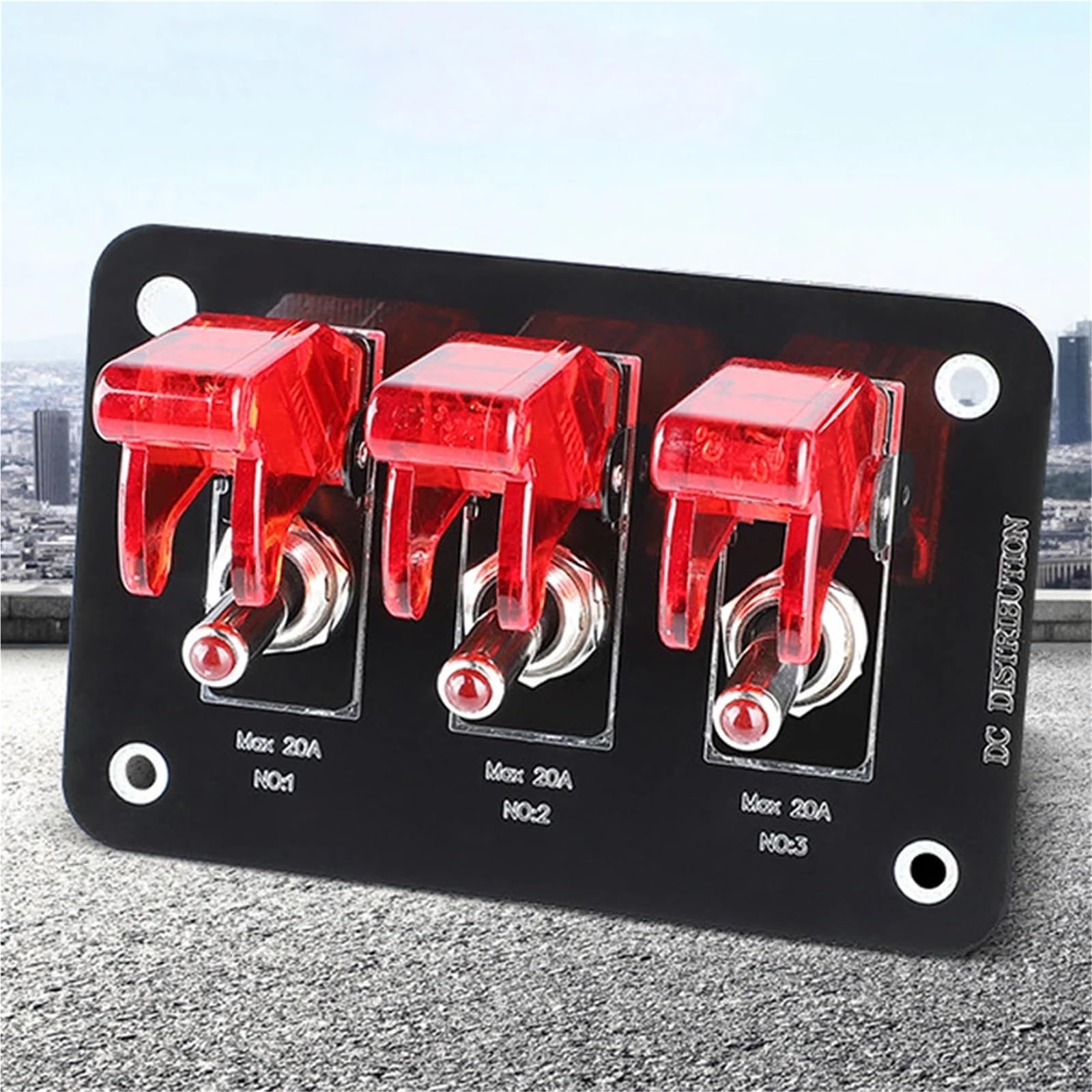 Przełączniki morskie, 12V 24V Przełącznik Panelowy Przełącznik Światła Zapłon Start Stop Przyciski Bezpiecznik 20A 4x4 Akcesoria Samochodowe Wyścigowe Do Łodzi Ciężarówki Przyczepy(3 Gang)