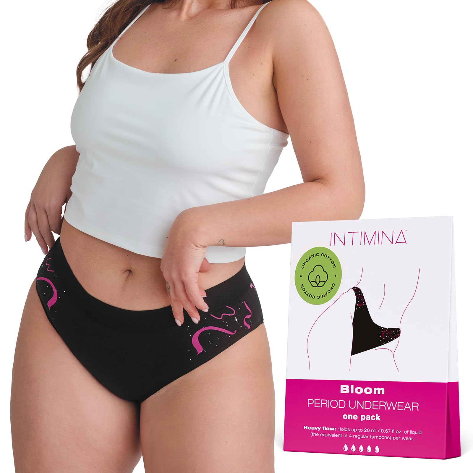 INTIMINA Bloom - Biancheria intima per un comfort senza fuoriuscite, biancheria intima da donna a vita alta (1 pezzo)