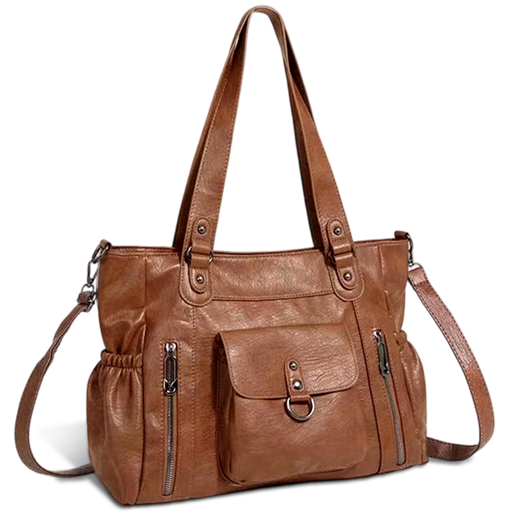 Gluckstar Damen Handtasche, Shopper Tasche, Umhängetasche PU Leder | Mittelgroße Vintage Schultertasche Mit Verstellbarem Riemen, Wasserabweisendes Design Für Büro, Alltag, Shopping Und Reisen