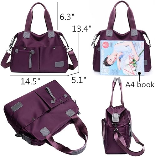 Miniatura 5 de Bolso de mano ligero, floral, con asa superior con múltiples bolsillos de nailon para el trabajo, resistente al agua, bolsa para viajes, de hombro