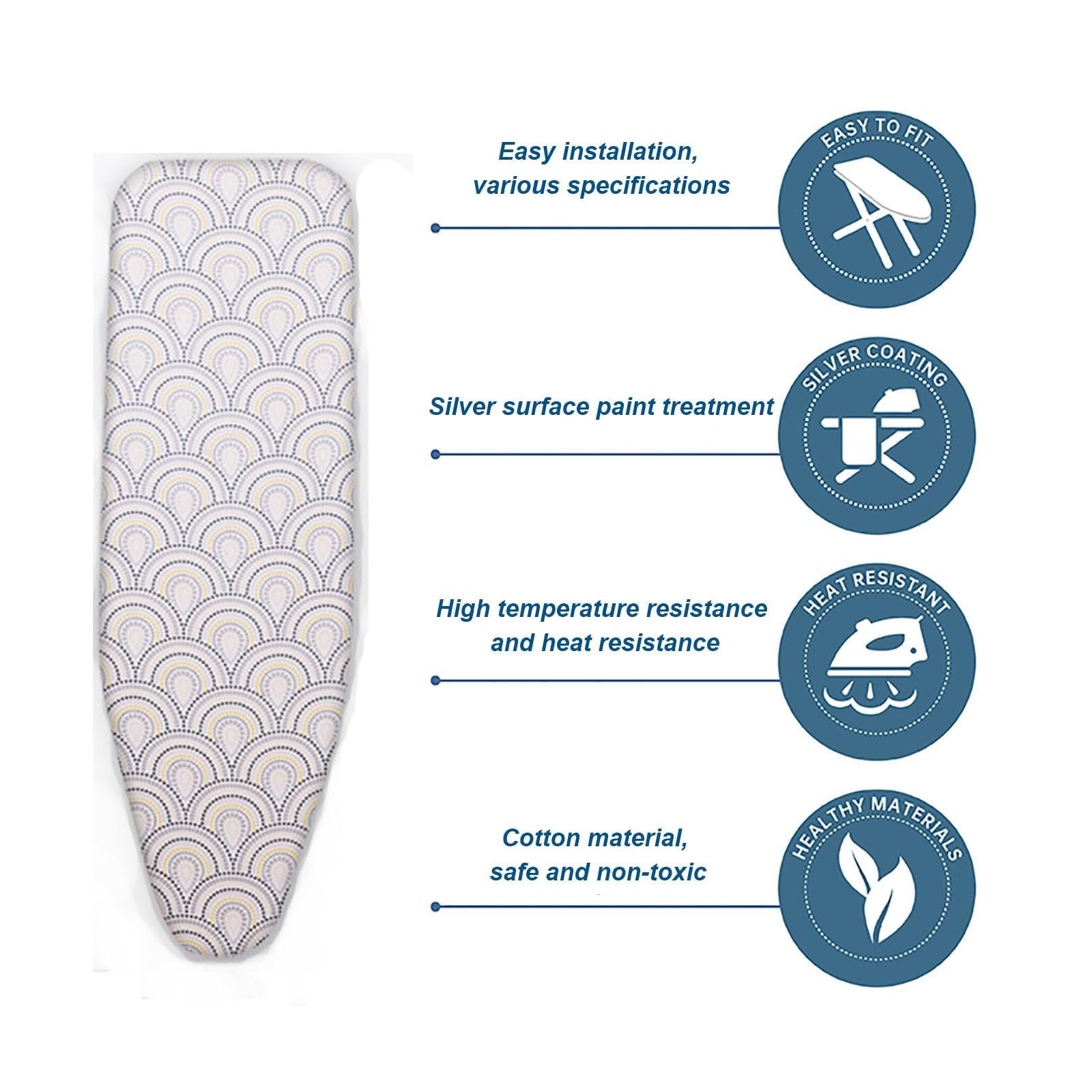 Copri asse da stiro 100% cotone e imbottitura spessa,Vari stili e dimensioni disponibilitelo asse da stiro，Facile da installare Resistente alle alte temperaturecopriasse da stiro ( Size : L122*W38cm ,