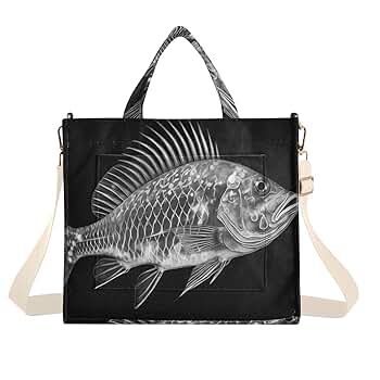 YMGQYJ Corduroy Tote Bag for Women Transparent Fish Print
