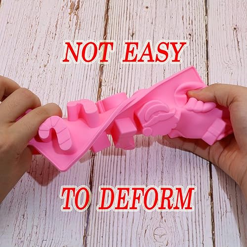 Miniatura 3 de Mini Skater Juego de 2 moldes de silicona de Navidad de 12 cavidades para hacer jabón, velas, dulces, chocolate y más (molde navideño rosa)