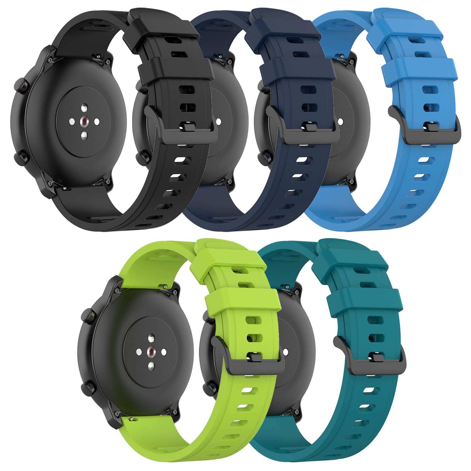 Band for Amazfit Bip 6/Bip 5, 22mm Quick Release Silicone Replacement Band for Amazfit GTR 4/3/3 Pro/2/2e/GTR 47mm Smartwatch (No Tracker)