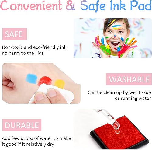 Miniatura 3 de Fstaor Almohadillas de tinta lavables para niños, paquete de 24 almohadillas de tinta para sellos de goma, papel y tela de madera (paquete de 24)