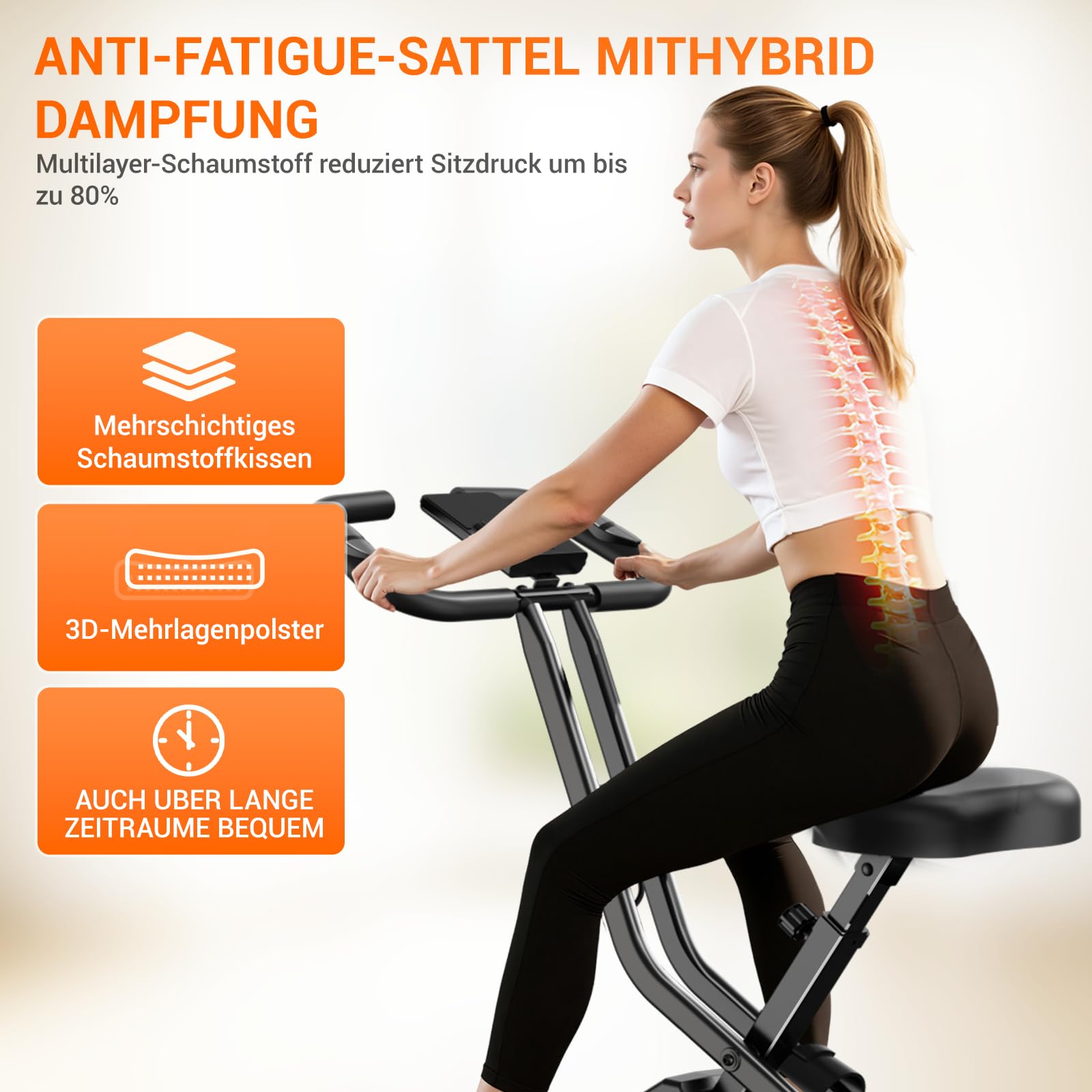 UMAY Ergometer Hometrainer Fahrrad, 5-in-1 Heimtrainer Fahrrad Klappbar | Indoor Bike, 16-Stufen Magnet-Widerstand, Cardio mit Pulsmessung & LED Display, Weicher Sitz, 136kg Belastbarkeit